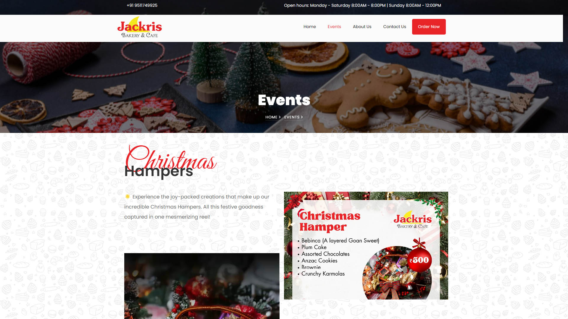 Jackris Bakery website image